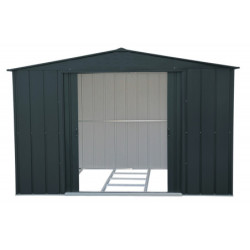 Abri de jardin gris en métal imitation bois 7,75m² sécurisé - Duramax