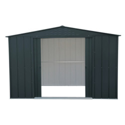 Abri de jardin gris en métal imitation bois 7,75m² sécurisé - Duramax