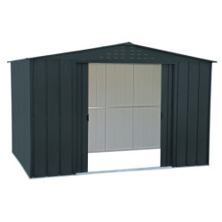 Abri de jardin gris en métal imitation bois 7,75m² sécurisé - Duramax