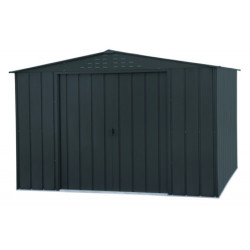 Abri de jardin gris en métal imitation bois 7,75m² sécurisé - Duramax