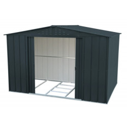 Abri de jardin gris en métal imitation bois 7,75m² sécurisé - Duramax