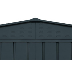 Abri de jardin gris en métal imitation bois 7,75m² sécurisé - Duramax