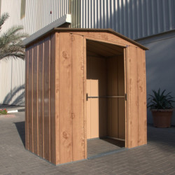 Abri de jardin gris en métal marron imitation bois 2,48m² - Duramax