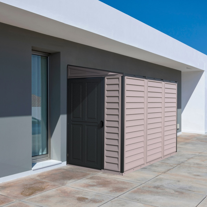 Abri de jardin gris en PVC 2,94m² - adossable - Sidemate - Duramax