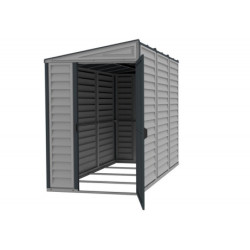 Abri de jardin gris en PVC 2,94m² - adossable - Sidemate - Duramax