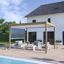 Pergola autoportante en alu col bois avec lames orientable 3x4m Ombrea
