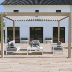 Pergola autoportante en alu col bois avec lames orientable 3x4m Ombrea
