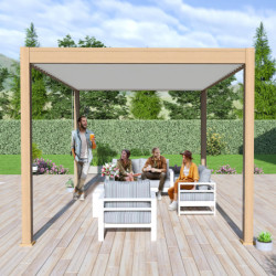 Pergola autoportante en alu col bois avec lames orientable 3x4m Ombrea