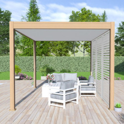 Pergola autoportante en alu col bois avec lames orientable 3x4m Ombrea