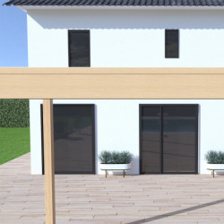 Pergola autoportante en alu col bois avec lames orientable 3x4m Ombrea