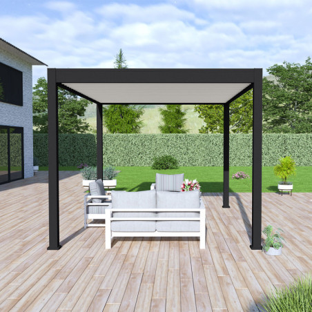 Pergola autoportante en alu noir avec lames orientable 3x4m Ombrea