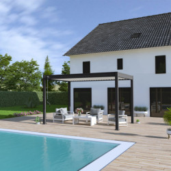 Pergola autoportante en alu noir avec lames orientable 3x4m Ombrea