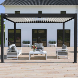 Pergola autoportante en alu noir avec lames orientable 3x4m Ombrea