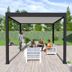 Pergola autoportante en alu noir avec lames orientable 3x4m Ombrea