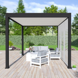 Pergola autoportante en alu noir avec lames orientable 3x4m Ombrea