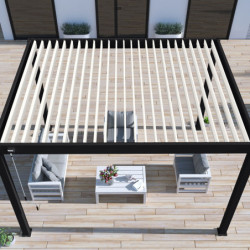 Pergola autoportante en alu noir avec lames orientable 3x4m Ombrea