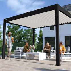 Pergola autoportante en alu noir avec lames orientable 3x4m Ombrea