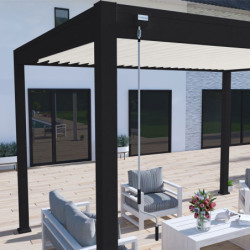 Pergola autoportante en alu noir avec lames orientable 3x4m Ombrea