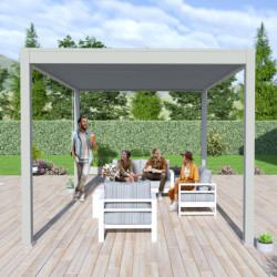 Pergola autoportante en alu gris perle et lames orientable 3x4m Ombrea