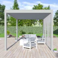 Pergola autoportante en alu gris perle et lames orientable 3x4m Ombrea