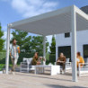 Pergola autoportante en alu gris perle et lames orientable 3x4m Ombrea