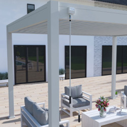 Pergola autoportante en alu gris perle et lames orientable 3x4m Ombrea