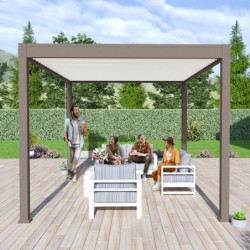Pergola autoportante en alu taupe et lames orientable 3x4m Ombrea