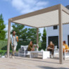 Pergola autoportante en alu taupe et lames orientable 3x4m Ombrea