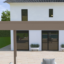 Pergola autoportante en alu taupe et lames orientable 3x4m Ombrea