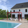 Pergola autoportante en alu rouge et lames orientable 3x4m Ombrea