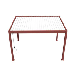 Pergola autoportante en alu rouge et lames orientable 3x4m Ombrea