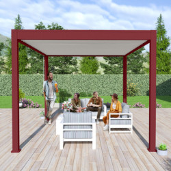 Pergola autoportante en alu rouge et lames orientable 3x4m Ombrea