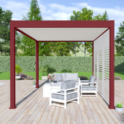 Pergola autoportante en alu rouge et lames orientable 3x4m Ombrea
