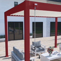 Pergola autoportante en alu rouge et lames orientable 3x4m Ombrea