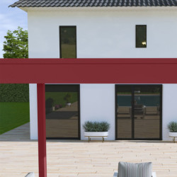 Pergola autoportante en alu rouge et lames orientable 3x4m Ombrea