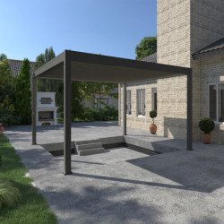 Pergola autoportante en alu gris avec lames orientable 4x4m Ombrea