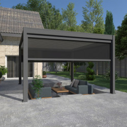 Pergola autoportante en alu gris avec lames orientable 4x4m Ombrea