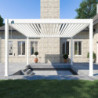 Pergola autoportante en alu blanc avec lames orientable 4x4m Ombrea