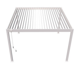 Pergola autoportante en alu blanc avec lames orientable 4x4m Ombrea