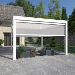 Pergola autoportante en alu blanc avec lames orientable 4x4m Ombrea