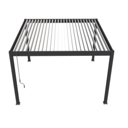 Pergola autoportante en alu gris et lames blanc orientable 4x4m Ombrea