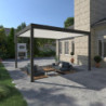 Pergola autoportante en alu gris et lames blanc orientable 4x4m Ombrea
