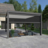 Pergola autoportante en alu gris et lames blanc orientable 4x4m Ombrea