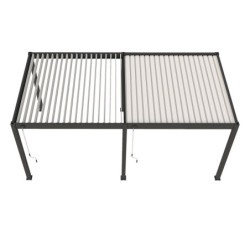 Pergola autoportante en alu gris avec lames orientable 3x6m Ombrea