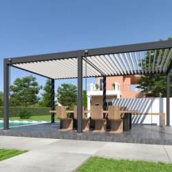 Pergola autoportante en alu gris avec lames orientable 3x6m Ombrea