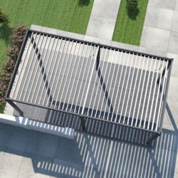 Pergola autoportante en alu gris avec lames orientable 3x6m Ombrea