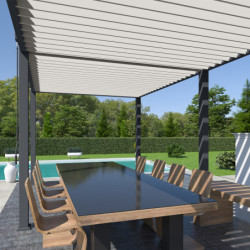 Pergola autoportante en alu gris avec lames orientable 3x6m Ombrea