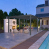 Pergola autoportante en alu gris avec lames orientable 4x6m Ombrea