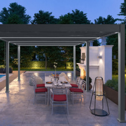 Pergola autoportante en alu gris avec lames orientable 4x6m Ombrea