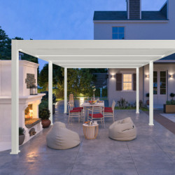 Pergola autoportante en alu blanc avec lames orientable 4x6m Ombrea